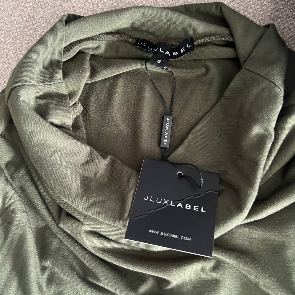 Jluxlabel Green Tube Midi Pencil Skirt Size Small Stretch Capsule Minimalist NEW - Picture 4 of 5